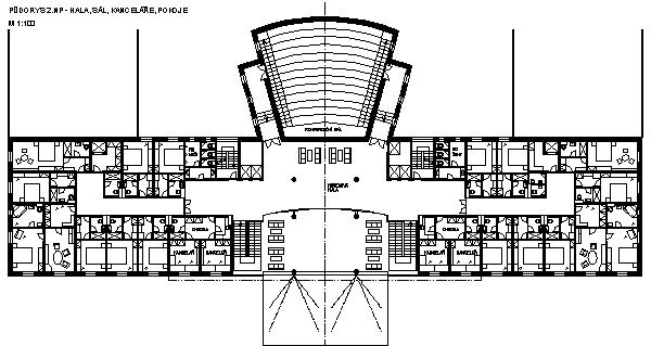 Plan of 2nd floor - entrance hall, convention hall, offices, rooms